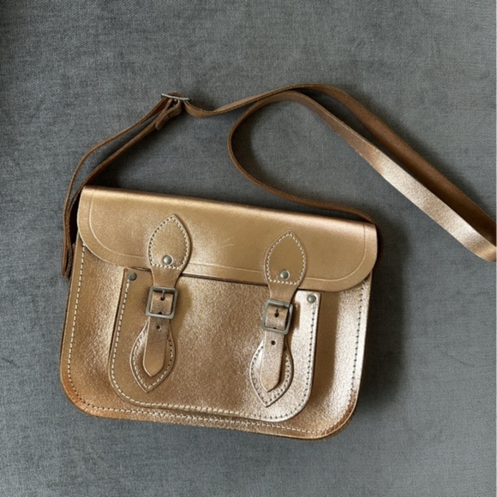 The Cambridge Satchel Company 11” Leather Satchel Metallic Rose Gold Vintage